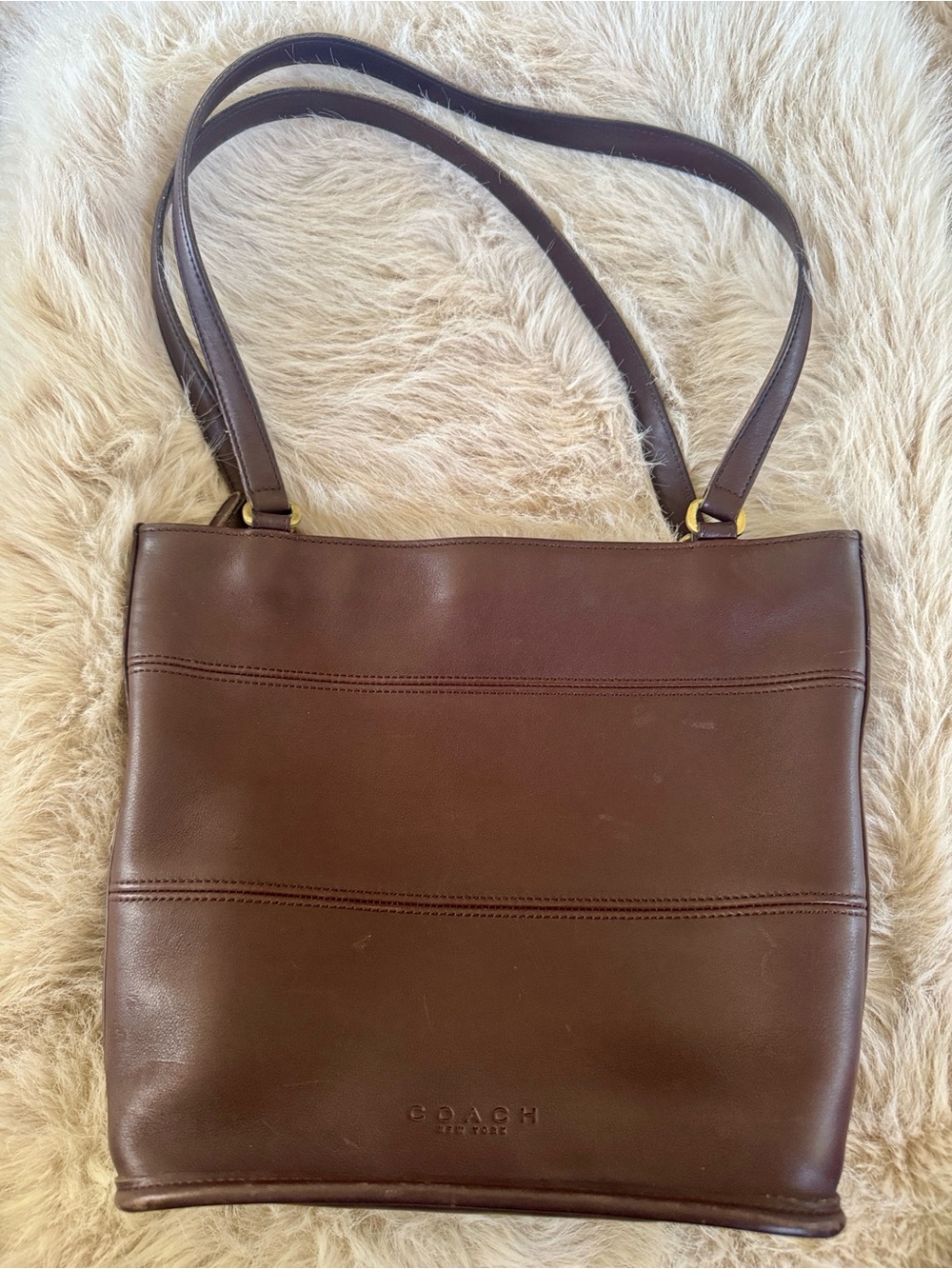 COACH vintage Tribeca Dark Brown Leather Tote with Dual Straps